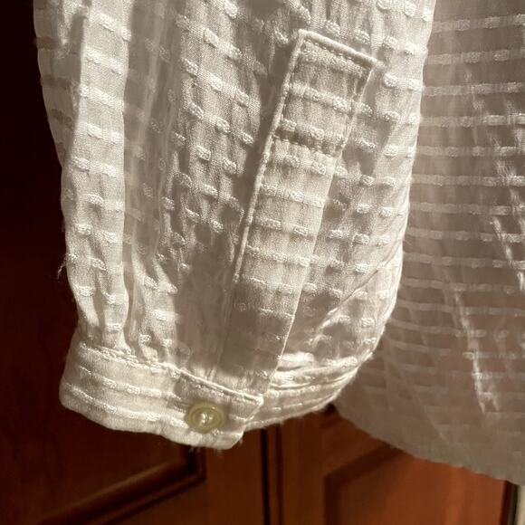 Loft White Embroidered Long Sleeve Blouse Womens Medium - Picture 5 of 9